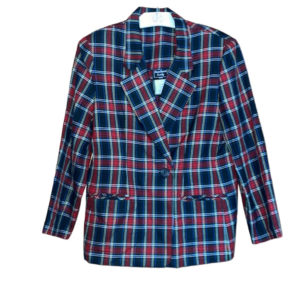 •SOUTHERN LADY•COLORFUL PLAID BLAZER SIZE 10 PETITE